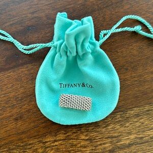 Authentic Tiffany and Co sterling silver mesh ring, size 6